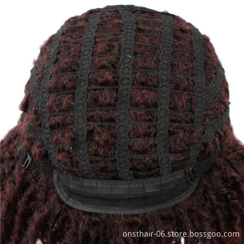 Soft Short Synthetic Wigs For Black Women 14 inch High Temperature Fiber Dreadlock Ombre Burg Crochet Twist Hair